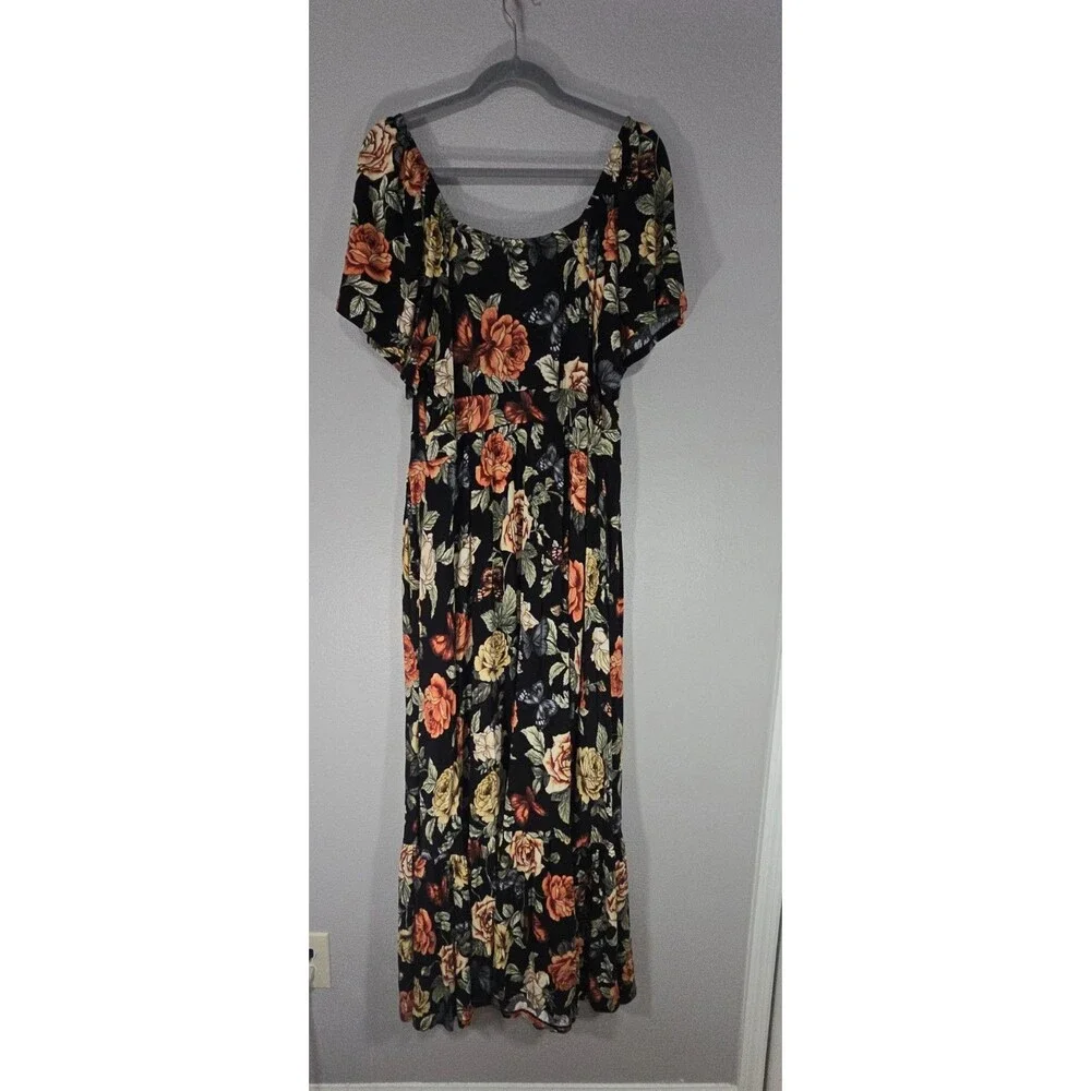Torrid Tiered Maxi Dress Flutter Sleeve Floral Plus Size 2 2x Boho NWT BM - Picture 5 of 9
